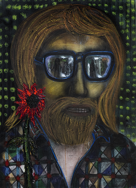 Ein unerwarteter Gast, 2023, Öl, Acryl, Pastell auf Nessel, 110 x 80 cm